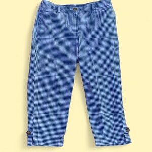 Talbots Perfect Skimmer Blue Gingham Cropped Pants Womens 4P Petite Capris